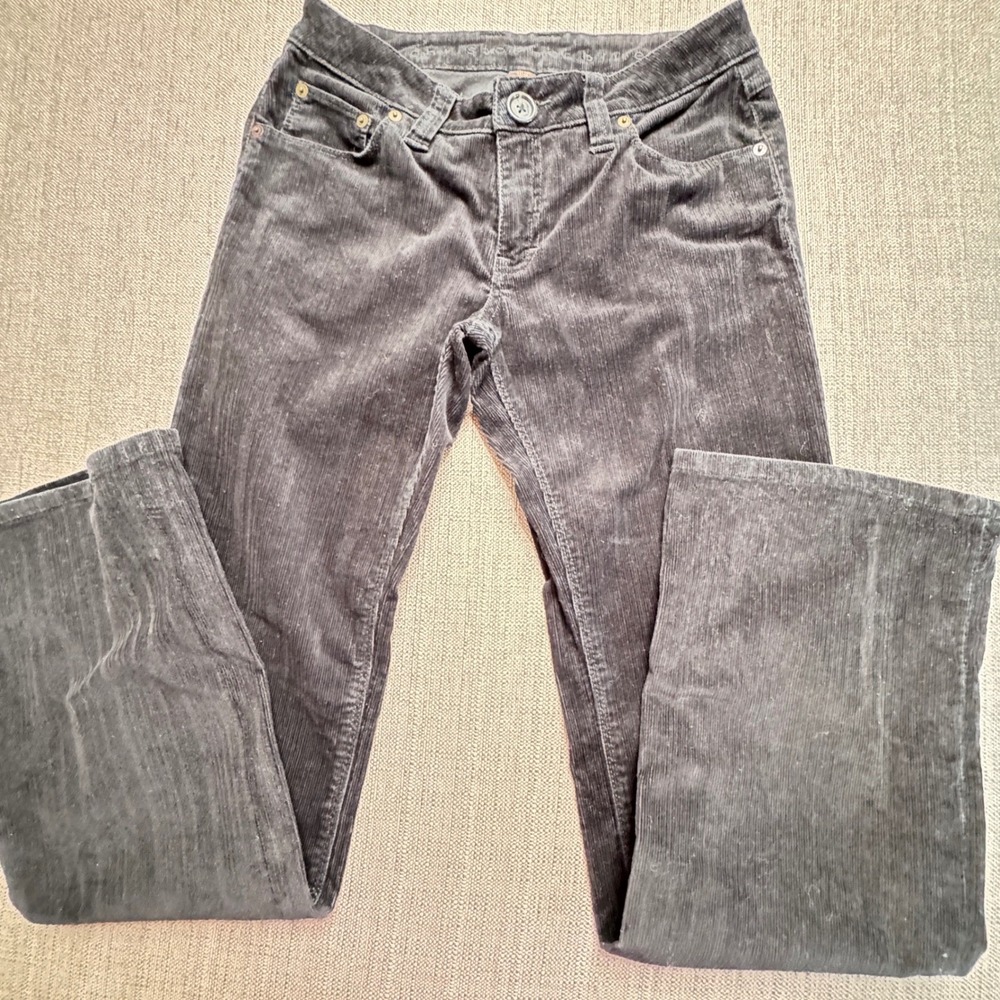 Christopher Blue Black Corduroy Straight Leg Pants Women Size 6 Stretch Mid Rise
